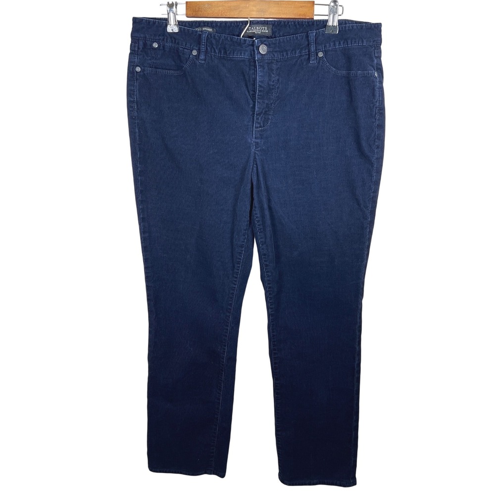 Talbots Flawless Five-Pocket Corduroy Pants Navy Blue Straight Leg Womens 14P
